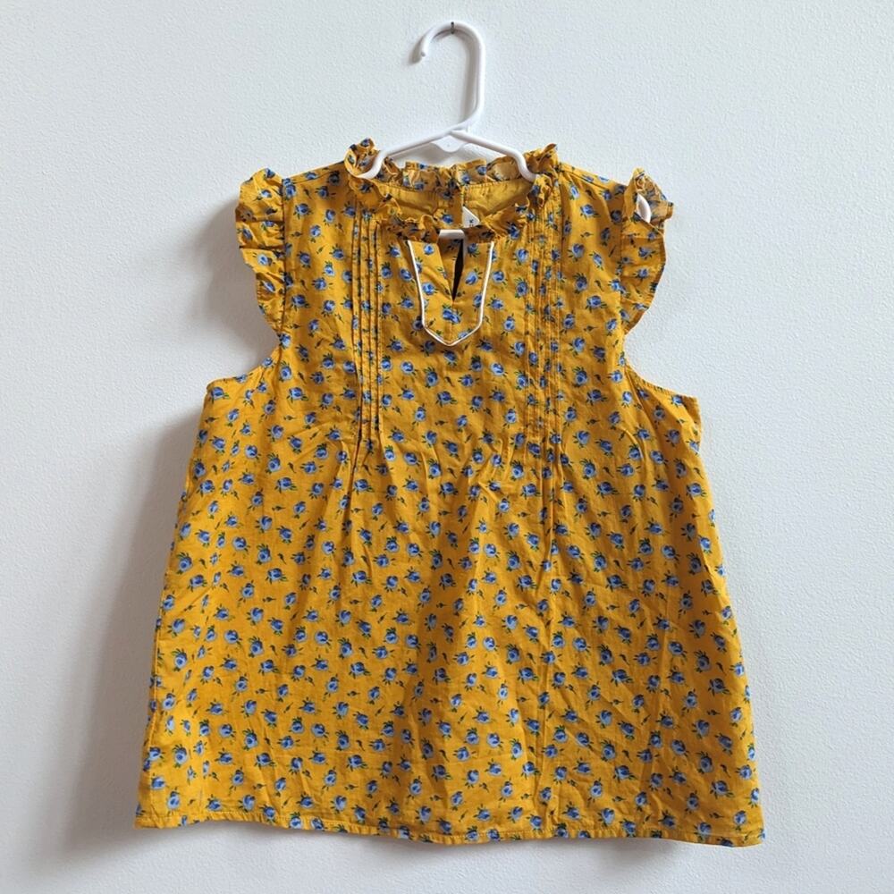 Janie and Jack 10 Girls Mustard Blouse Pleated Girly